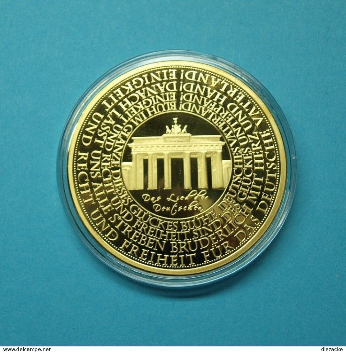 2016 Medaille Nationalhymne Kupfer Vergoldet, Farbdruck, In PP (M3464 - Ohne Zuordnung