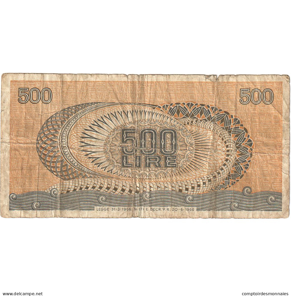 Billet, Italie, 500 Lire, 1966, 1966-06-20, KM:93a, TB - 500 Liras
