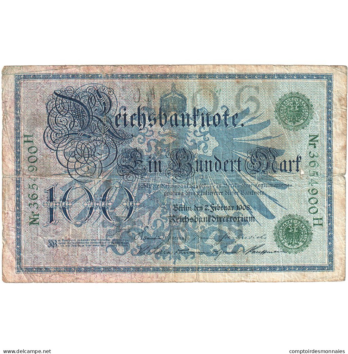 Billet, Allemagne, 100 Mark, 1908, 1908-02-07, KM:34, B - 100 Mark