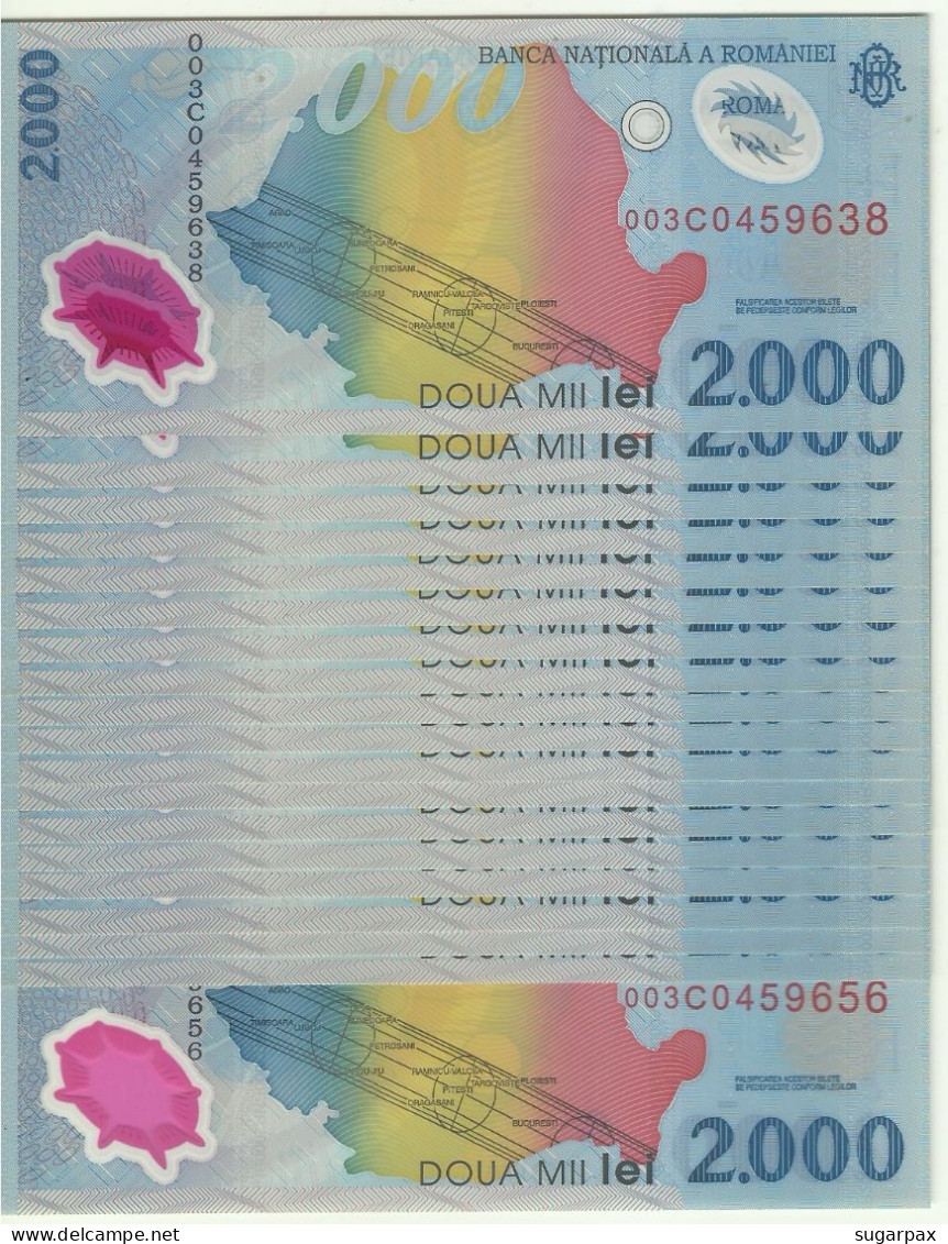 ROMANIA - 19 X 2.000 Lei Consecutive - 1999 - Pick 111.a - Unc. - Série 003C - Total Solar ECLIPSE POLYMER - 2000 - Rumänien