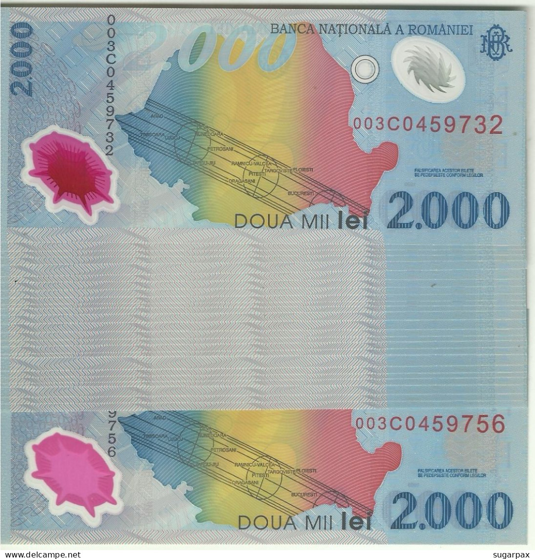ROMANIA - 25 X 2.000 Lei Consecutive - 1999 - Pick 111.a - Unc. - Série 003C - Total Solar ECLIPSE POLYMER - 2000 - Rumänien