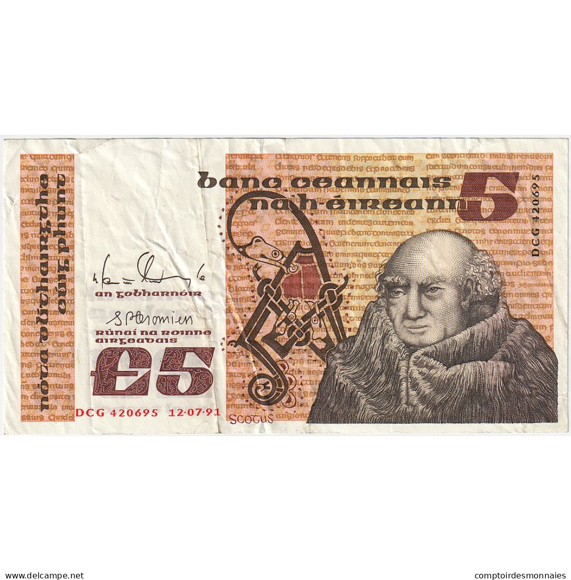 Billet, République D'Irlande, 5 Pounds, 1991, 1991-07-12, KM:71e, TTB - Ireland