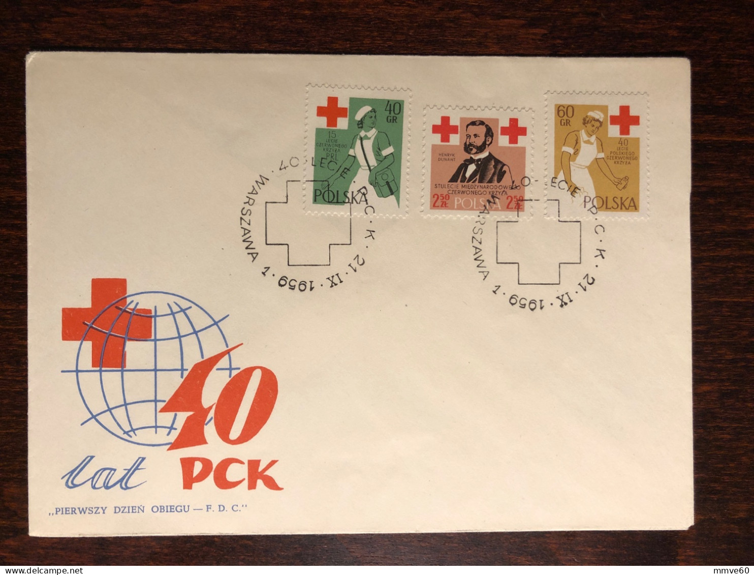 POLAND FDC COVER 1959 YEAR RED CROSS DUNANT HEALTH MEDICINE STAMPS - FDC