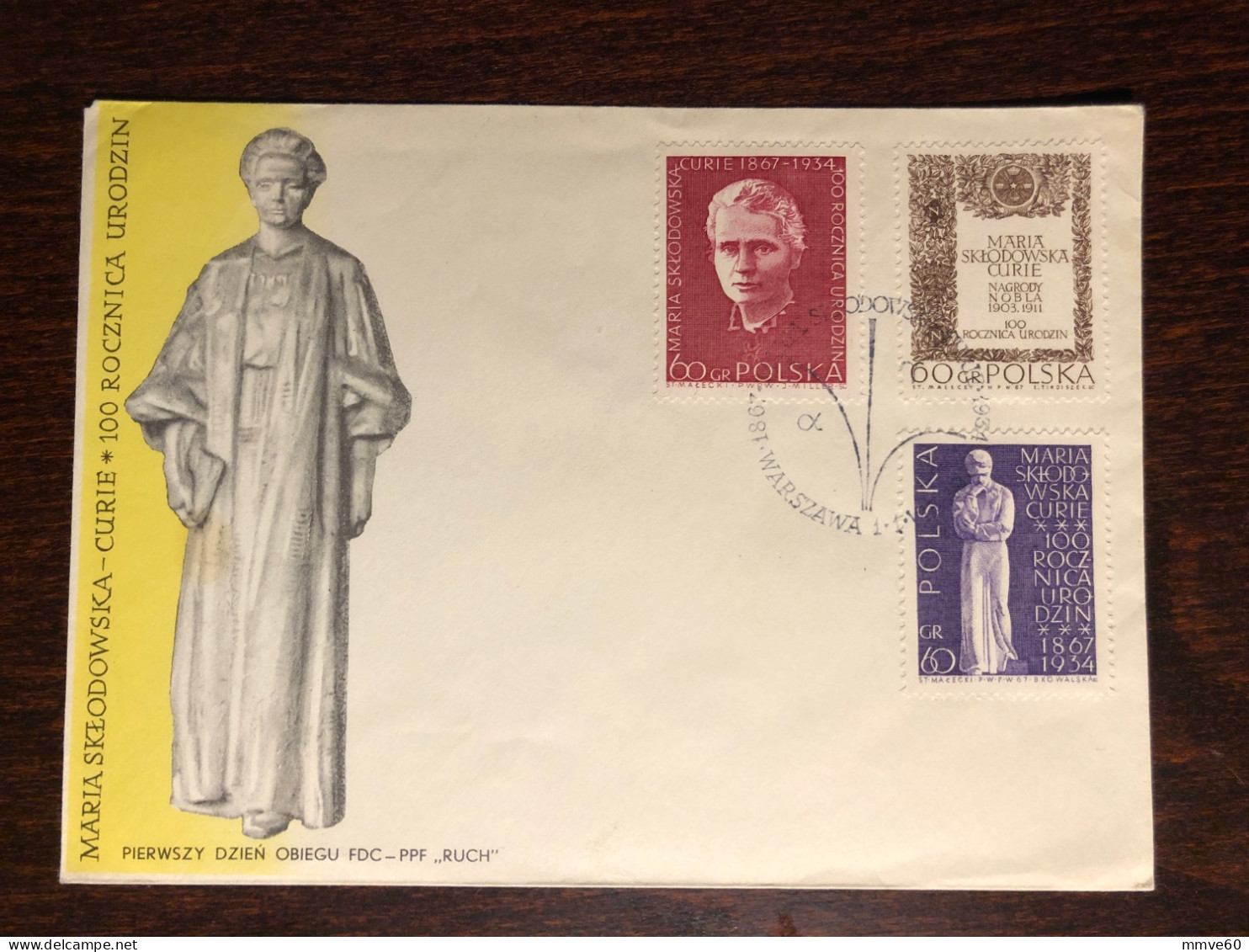 POLAND FDC COVER 1967 YEAR CURIE RADIATION  HEALTH MEDICINE STAMPS - FDC