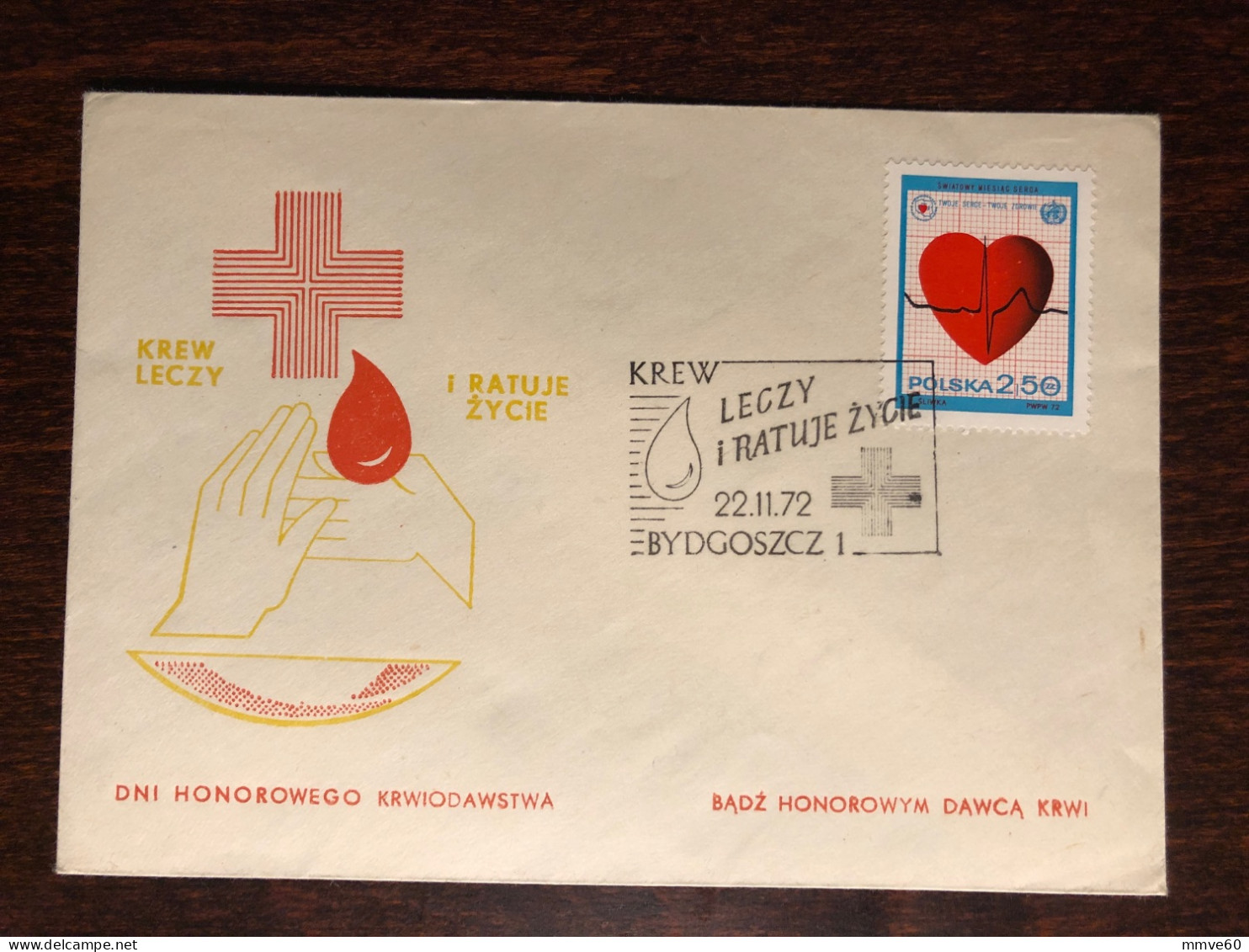 POLAND FDC COVER 1972 YEAR CARDIOLOGY HEART HEALTH MEDICINE STAMPS - FDC