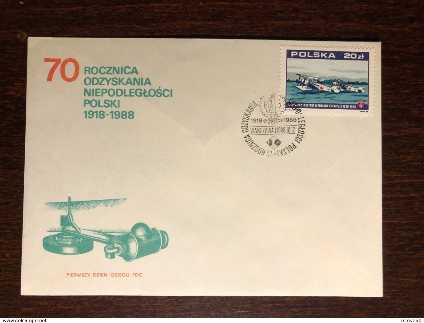 POLAND FDC COVER 1988 YEAR RED CROSS PLANES HEALTH MEDICINE STAMPS - FDC