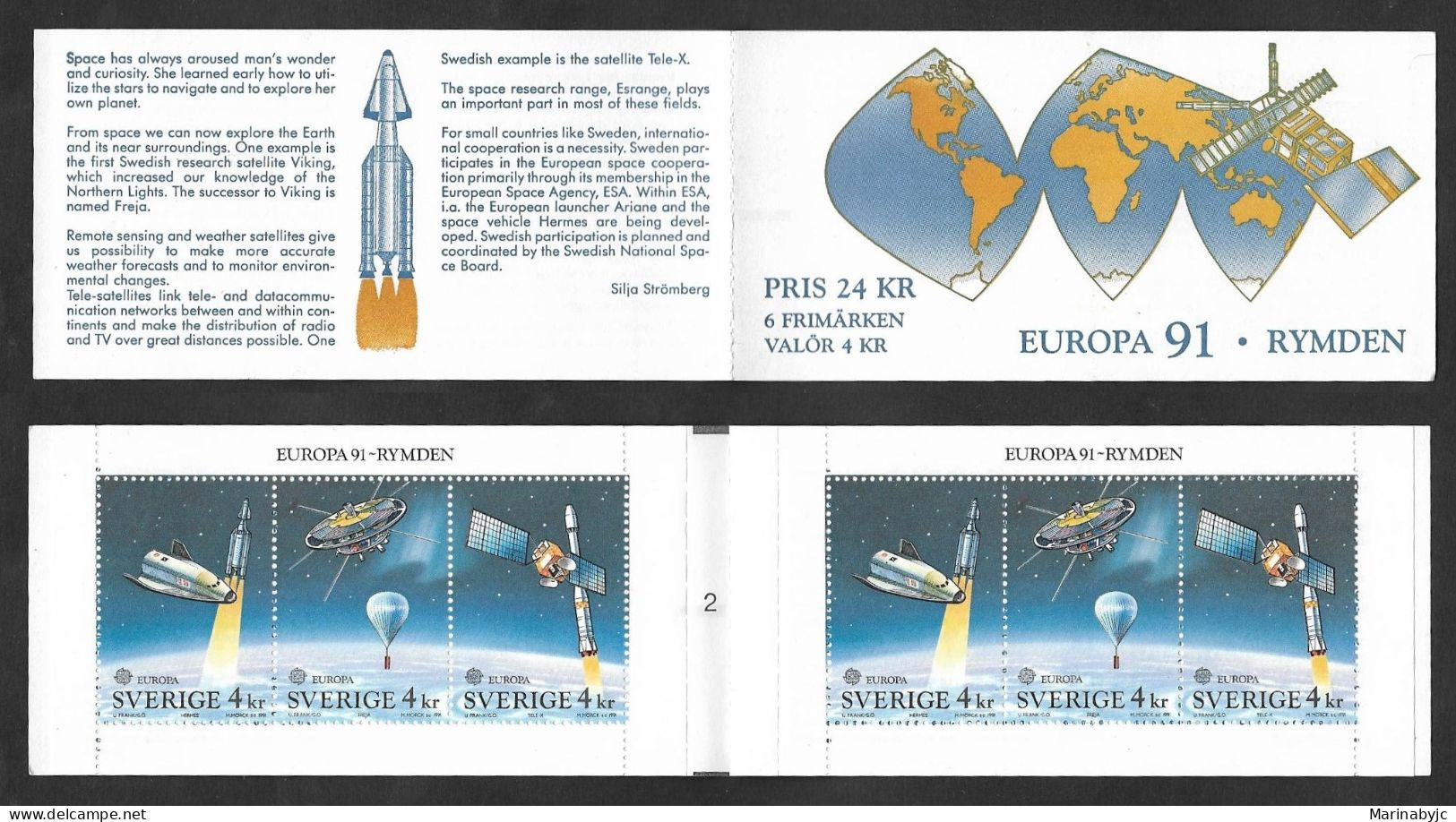 SE)1991 SWEDEN, BOOKLET EMISSION EUROPA CEPT, SPACE, SATELLITES, SPACECRAFT, MNH - Ongebruikt