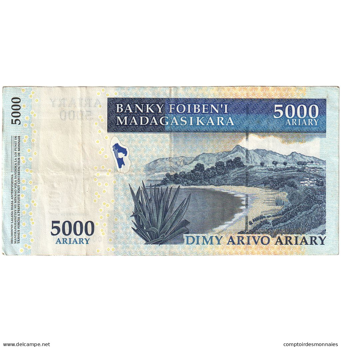 Billet, Madagascar, 5000 Ariary, KM:91b, TTB - Madagaskar