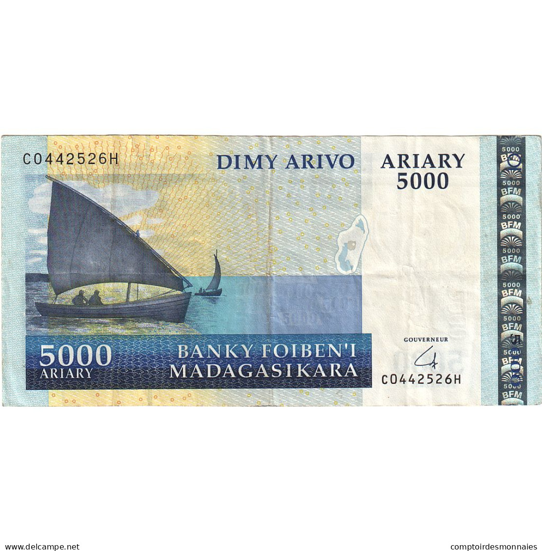 Billet, Madagascar, 5000 Ariary, KM:91b, TTB - Madagaskar