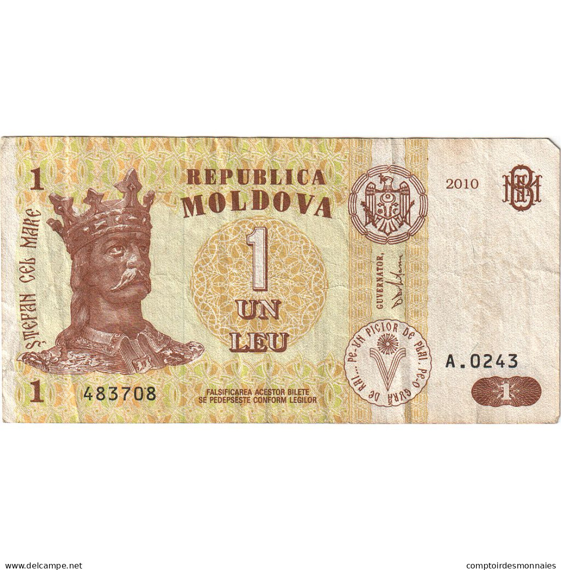 Billet, Moldavie, 1 Leu, 2010, 2010, KM:8h, TTB - Moldavië