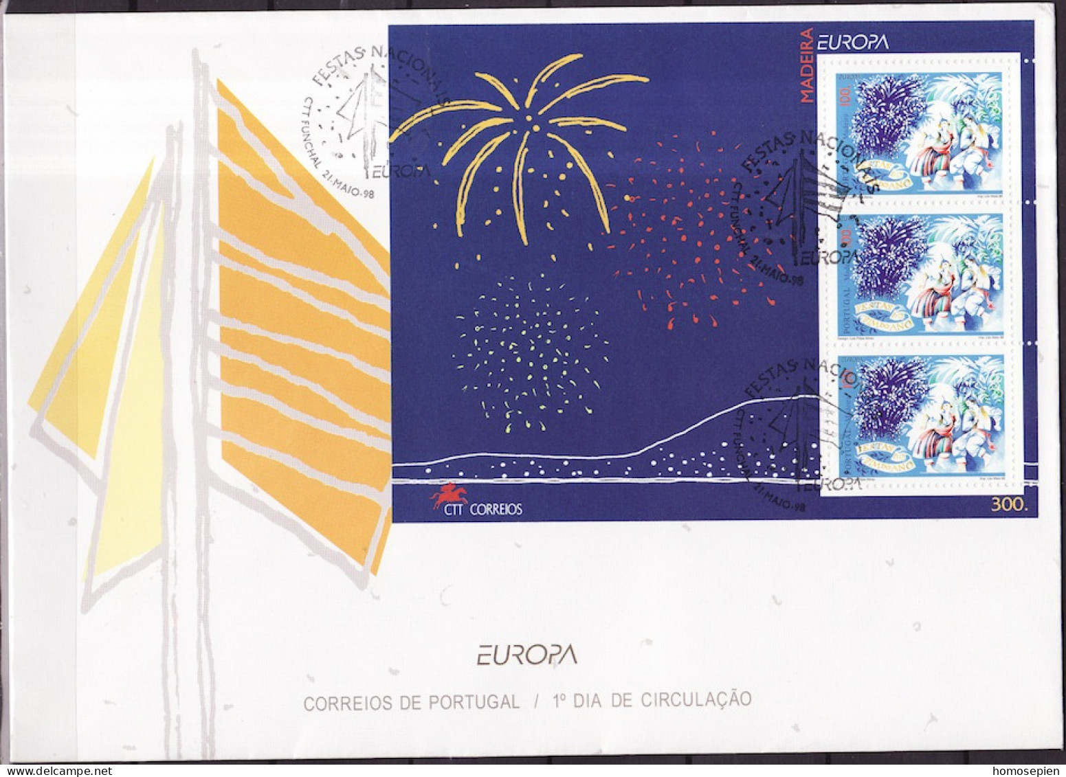 Europa CEPT 1998 Madère - Madeira - Portugal FDC Y&T N°BF17 - Michel N°B17 - 100e EEUROPA - 1998