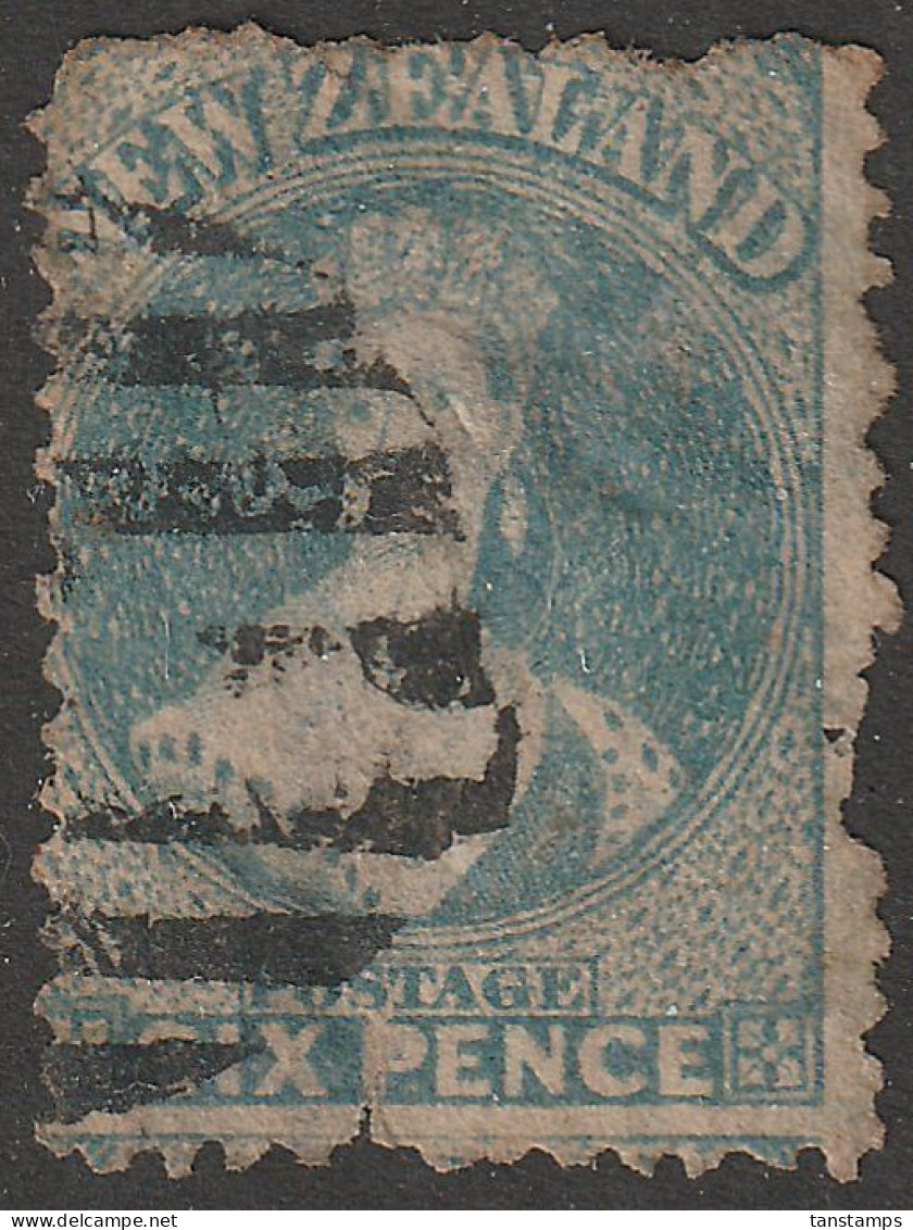 CLASSIC NEW ZEALAND 6d BLUE CHALON WATERMARK STAR P12.5 - Post-fiscaal