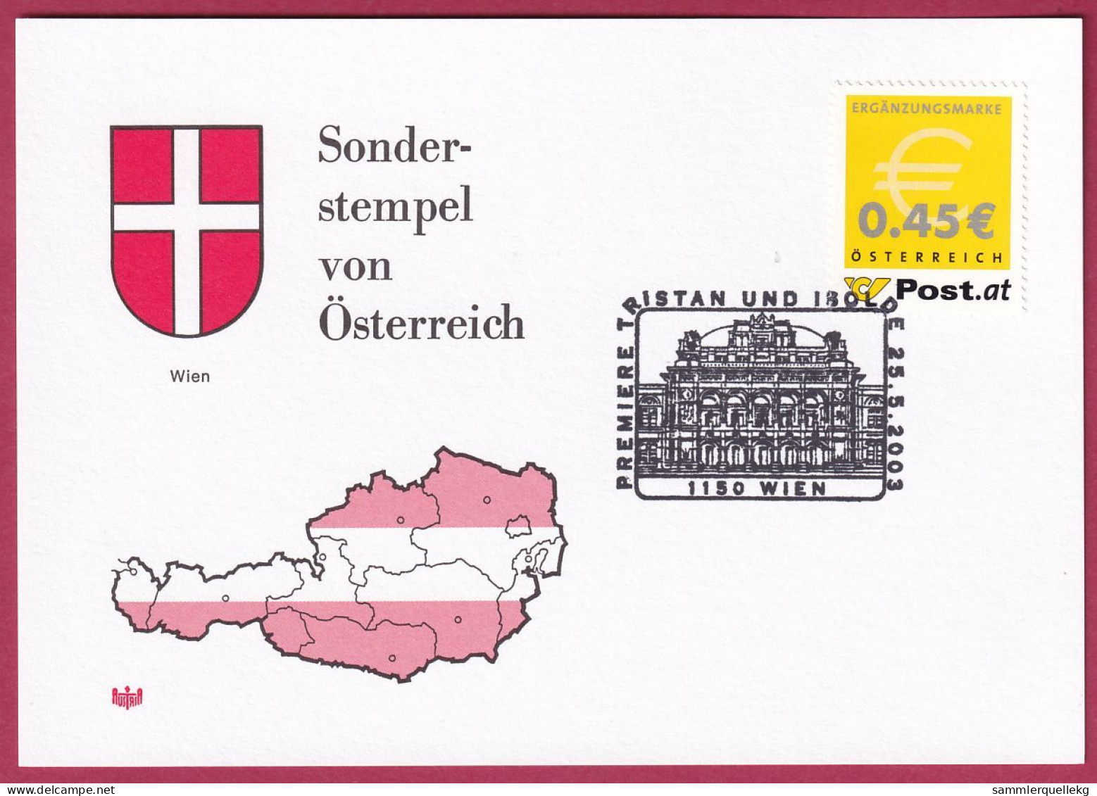 Österreich MNr. 2402 Sonderstempel 25. 5. 2003, Wien - Tristan Und Isollde - Brieven En Documenten