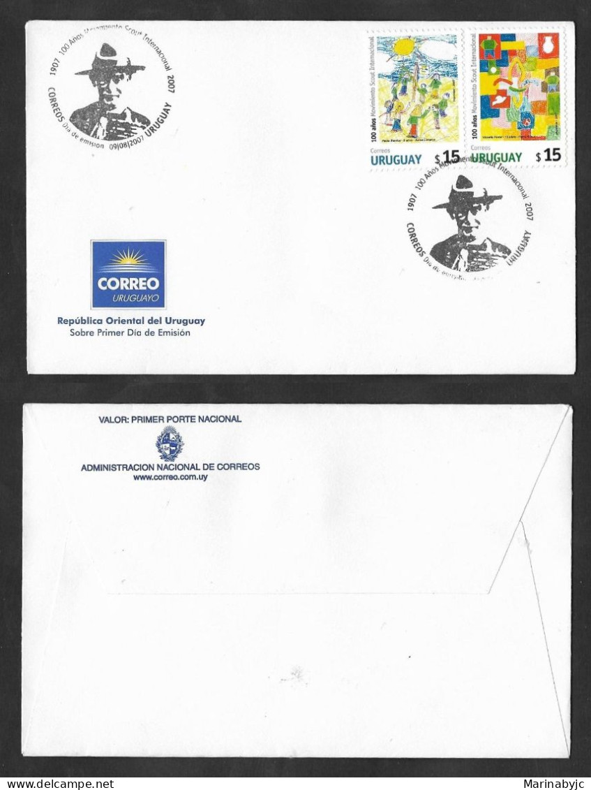 SE)2007 URUGUAY, 100TH YEARS OF THE INTERNATIONAL SCOUT MOVEMENT, CHILDREN'S PAINTINGS, FDC - Uruguay