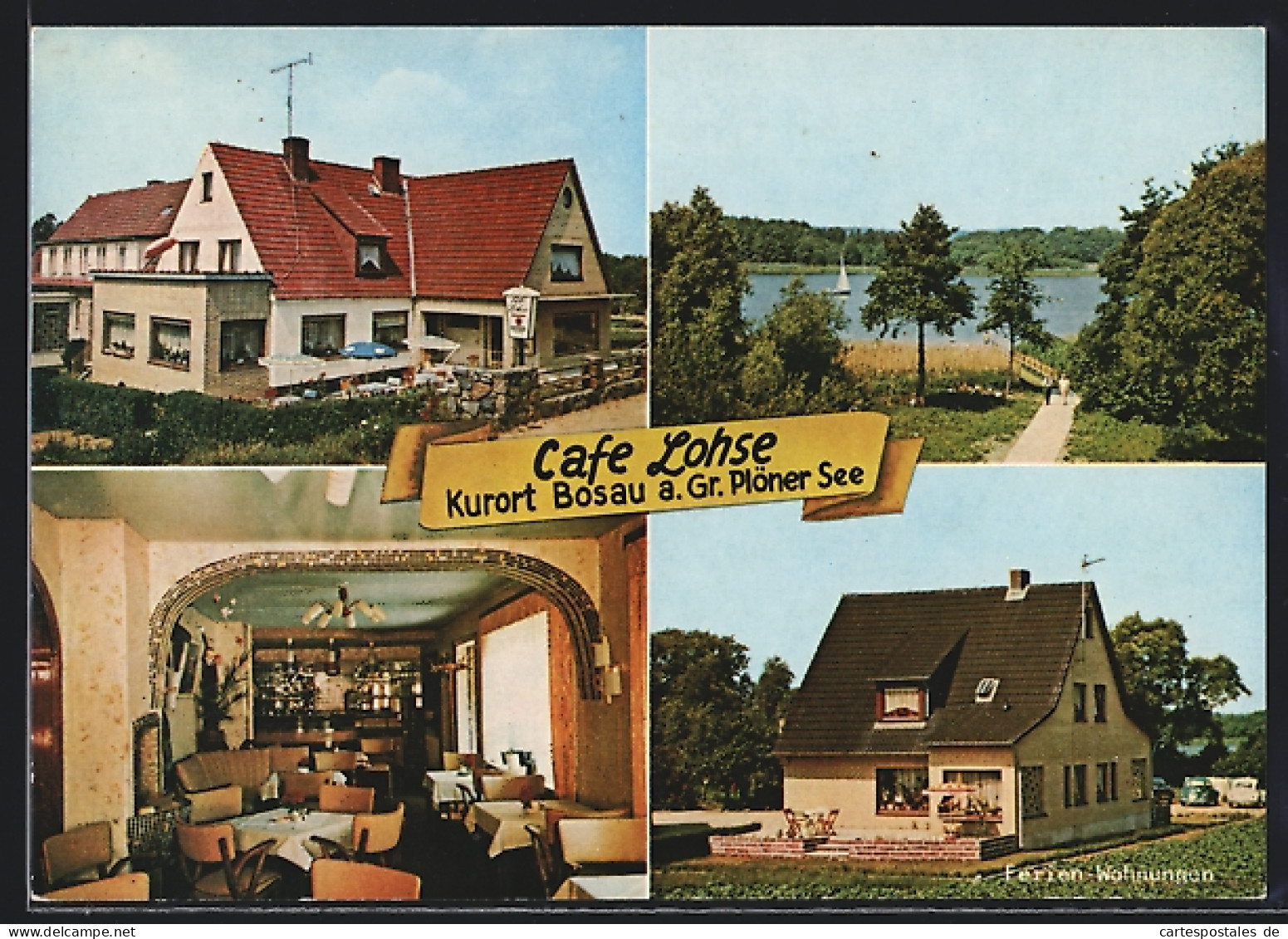 AK Bosau A. Gr. Plöner See, Café Lohse, Ferienwohnung  - Ploen