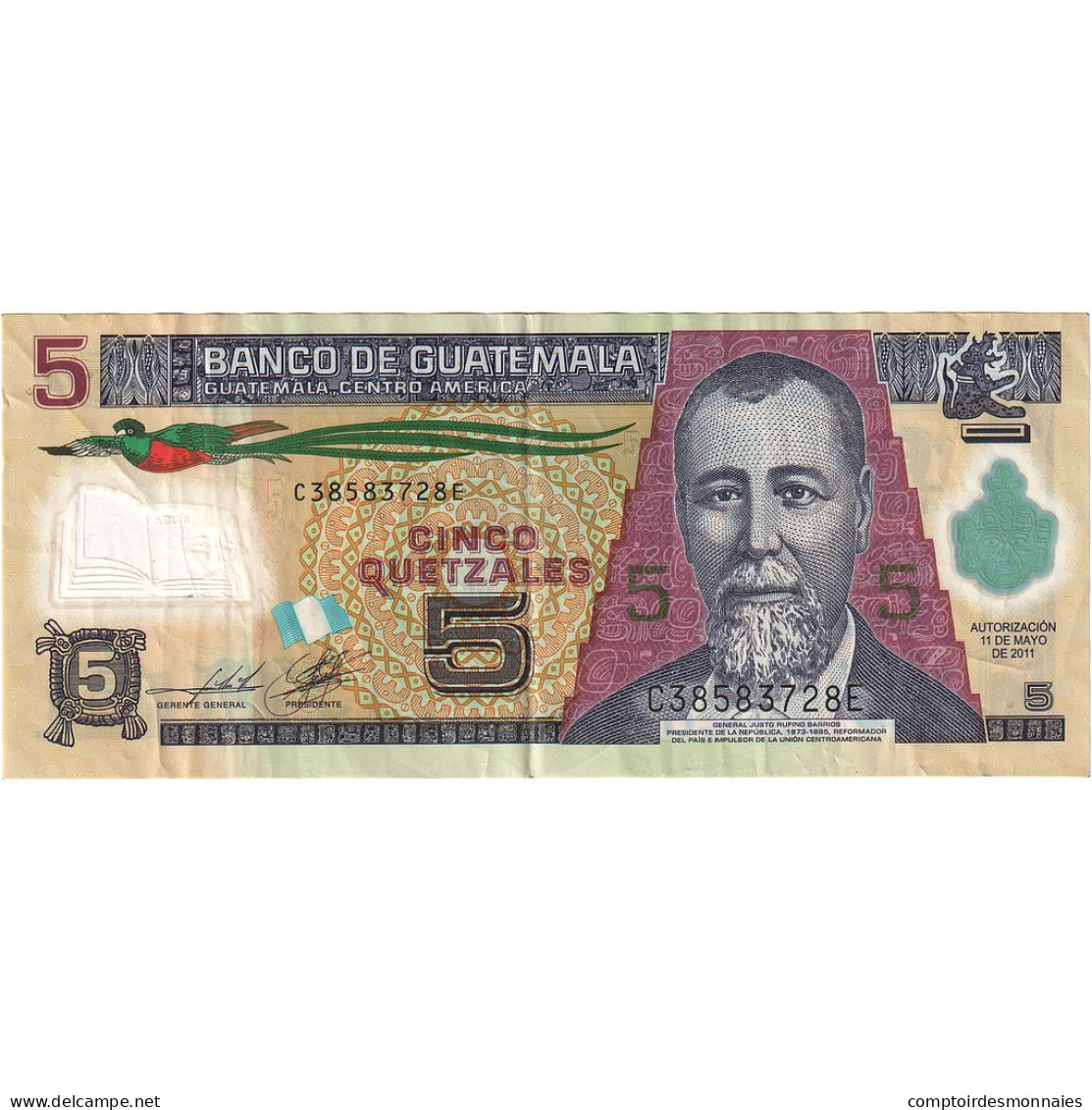 Billet, Guatemala, 5 Quetzales, 2011, 2011-05-11, KM:122b, TTB+ - Guatemala