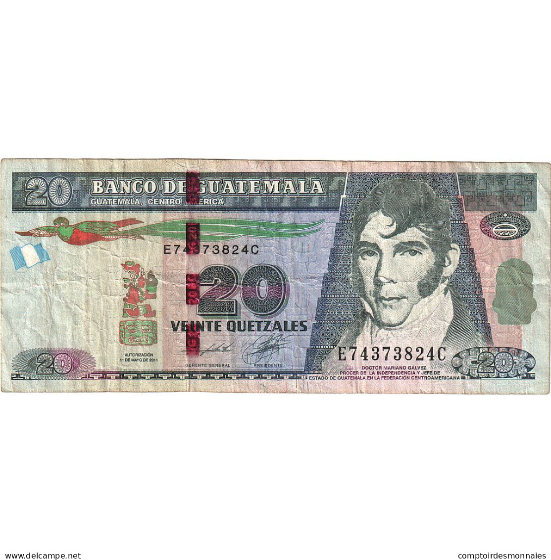 Billet, Guatemala, 20 Quetzales, 2011, 2011-05-11, TTB - Guatemala