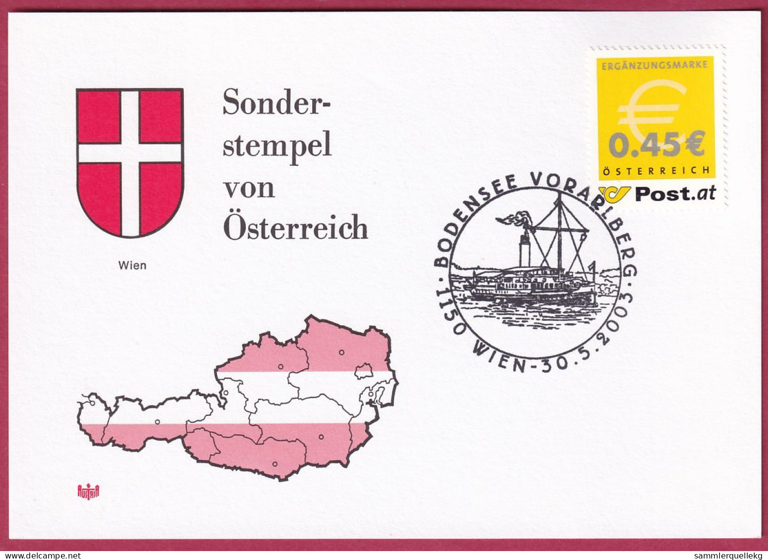 Österreich MNr. 2402 Sonderstempel 30. 5. 2003, Bodensee - Briefe U. Dokumente