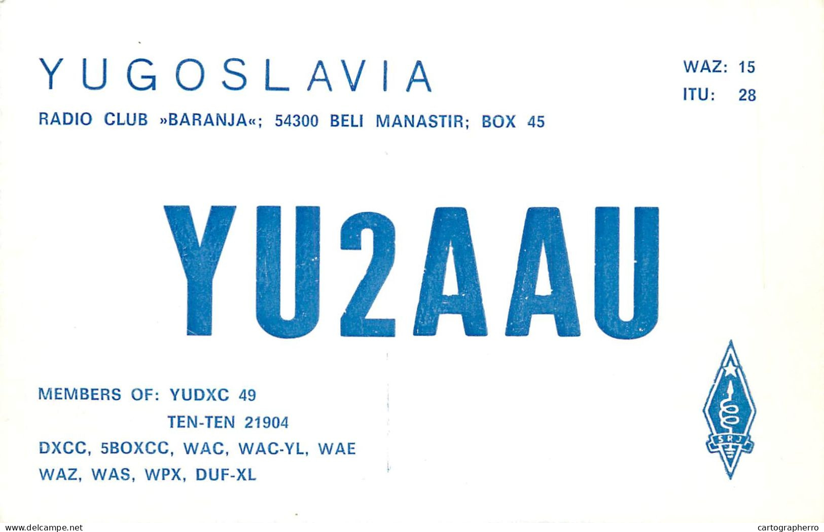 QSL Card Yugoslavia Amateur Radio Station YU2AAU Y03CD Daroi - Radio Amateur