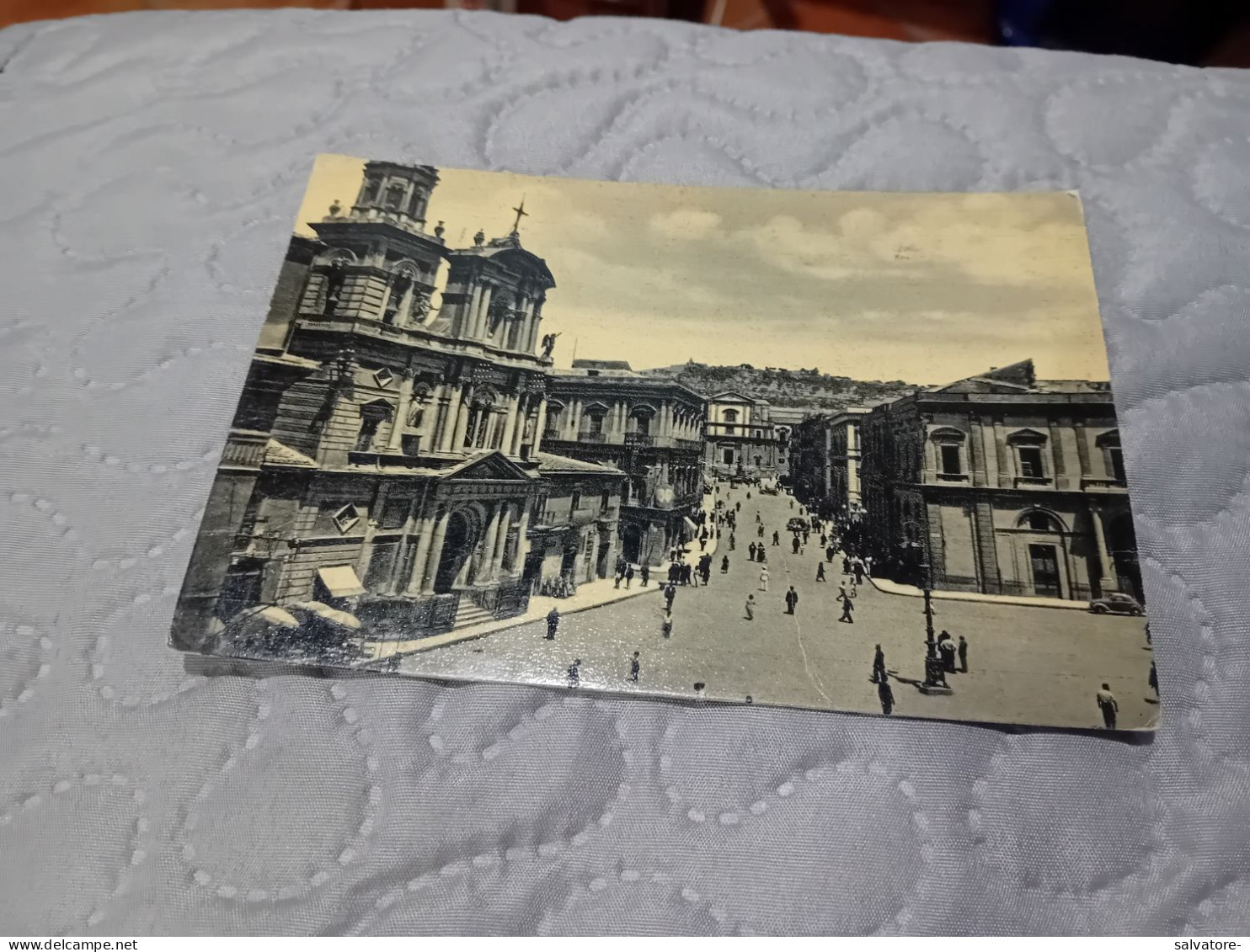 CARTOLINA CALTANISSETTA- CHIESA S.SEBASTIANO E CORSO UMBERTO- VIAGGIATA 1954 - Caltanissetta