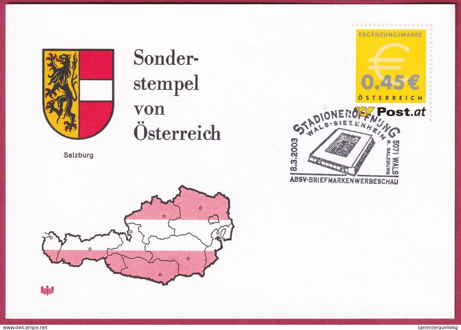 Österreich MNr. 2402 Sonderstempel 8. 3. 2003, Stadioneröffnung Wals-Siezenheim - Briefe U. Dokumente
