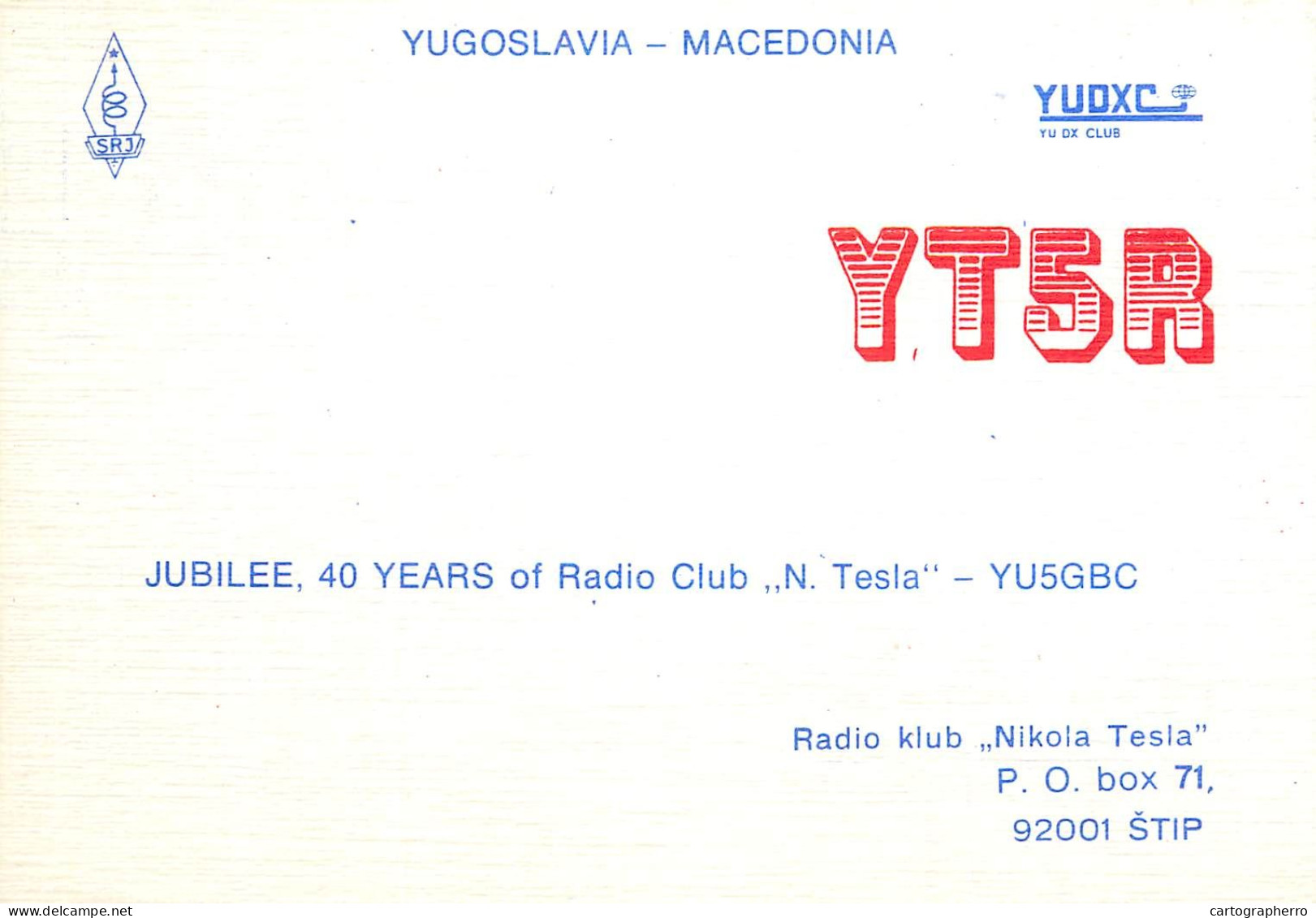 QSL Card Yugoslavia Amateur Radio Station YT5R Y03CD Venco - Radio Amateur