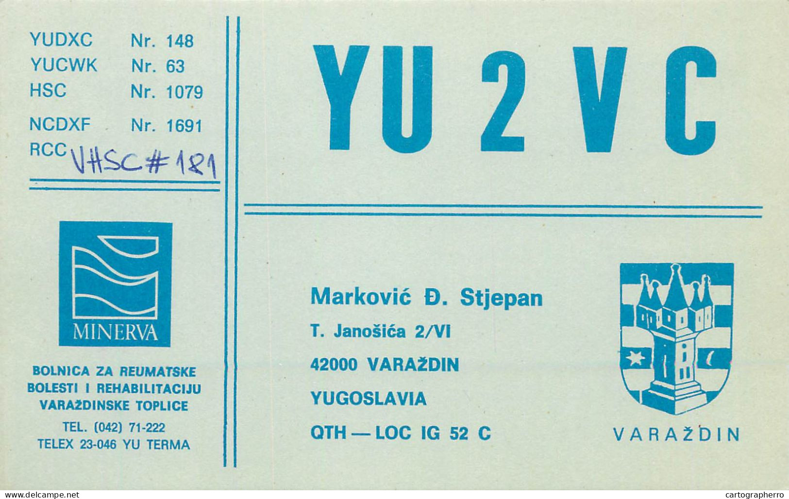 QSL Card Yugoslavia Amateur Radio Station YU2VC Y03CD - Radio Amateur