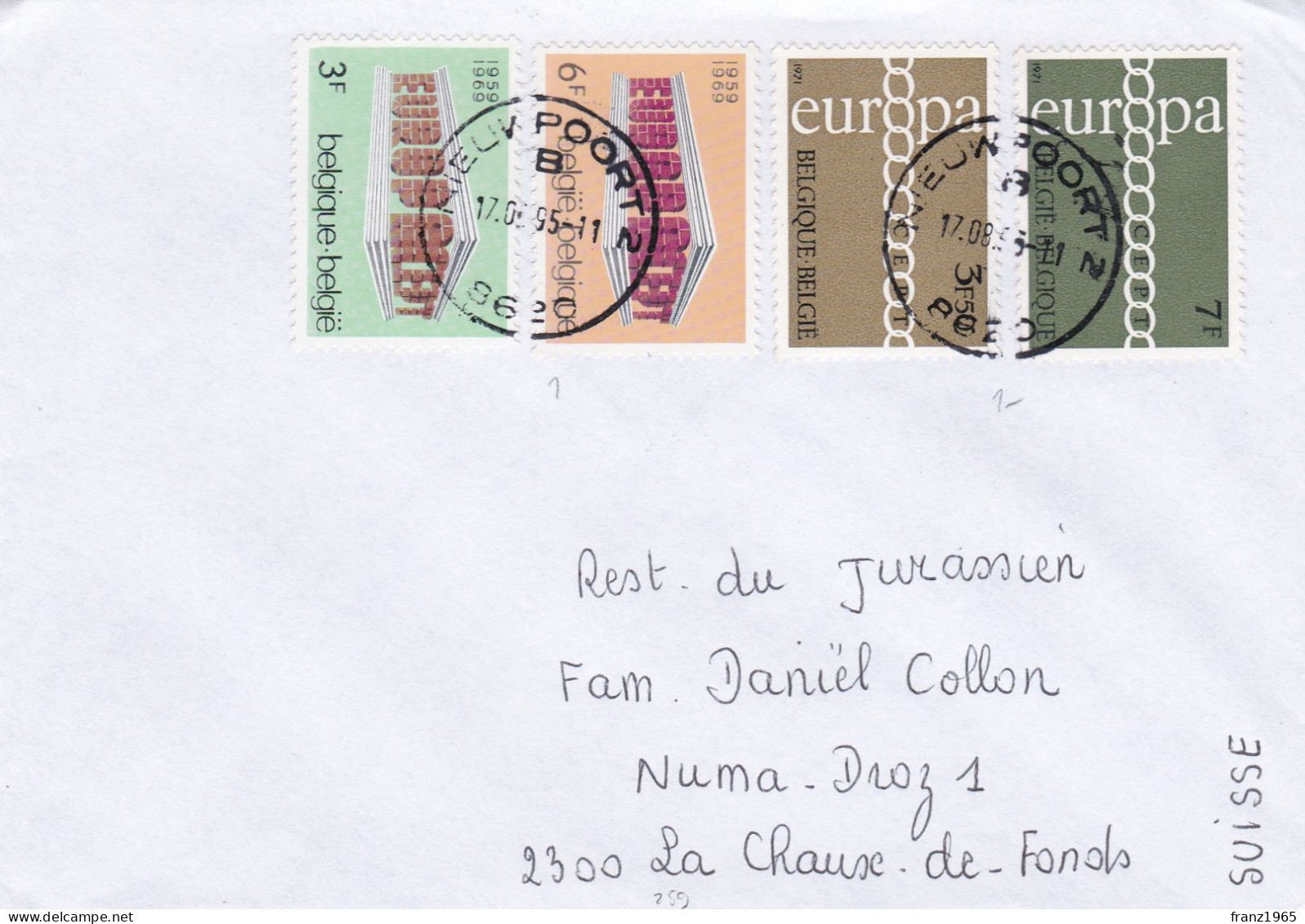 From Belgium To Swiss - 1995 - Storia Postale