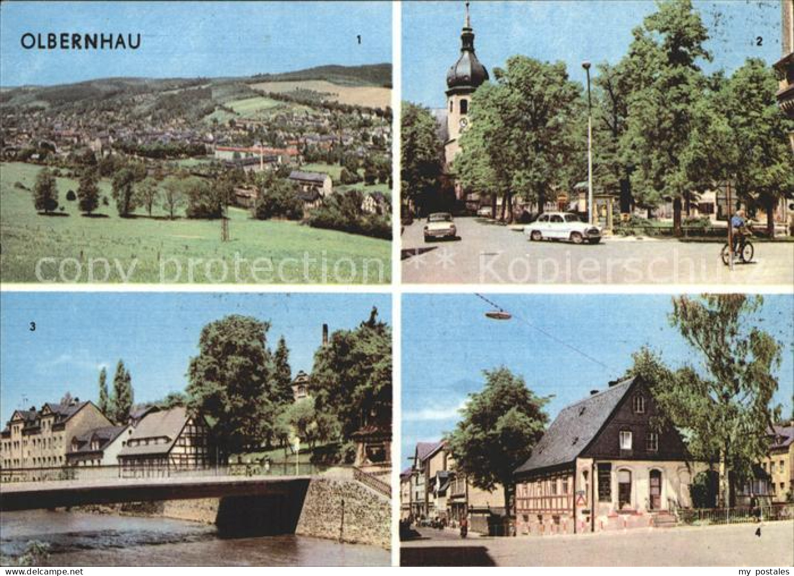 72261936 Olbernhau Erzgebirge Uebersicht Ernst Thaelmann Platz Kegelbruecke Grue - Olbernhau