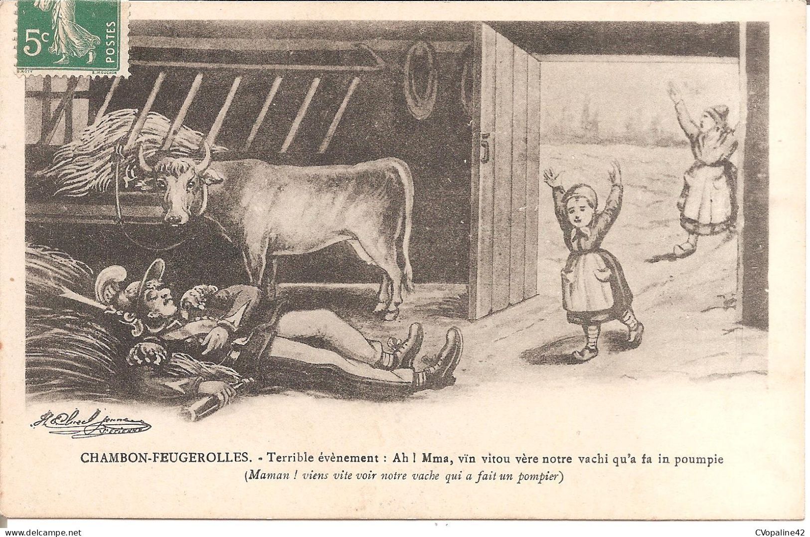 LE CHAMBON-FEUGEROLLES (42) Terrible évènement - Carte Humoristique - Le Chambon Feugerolles