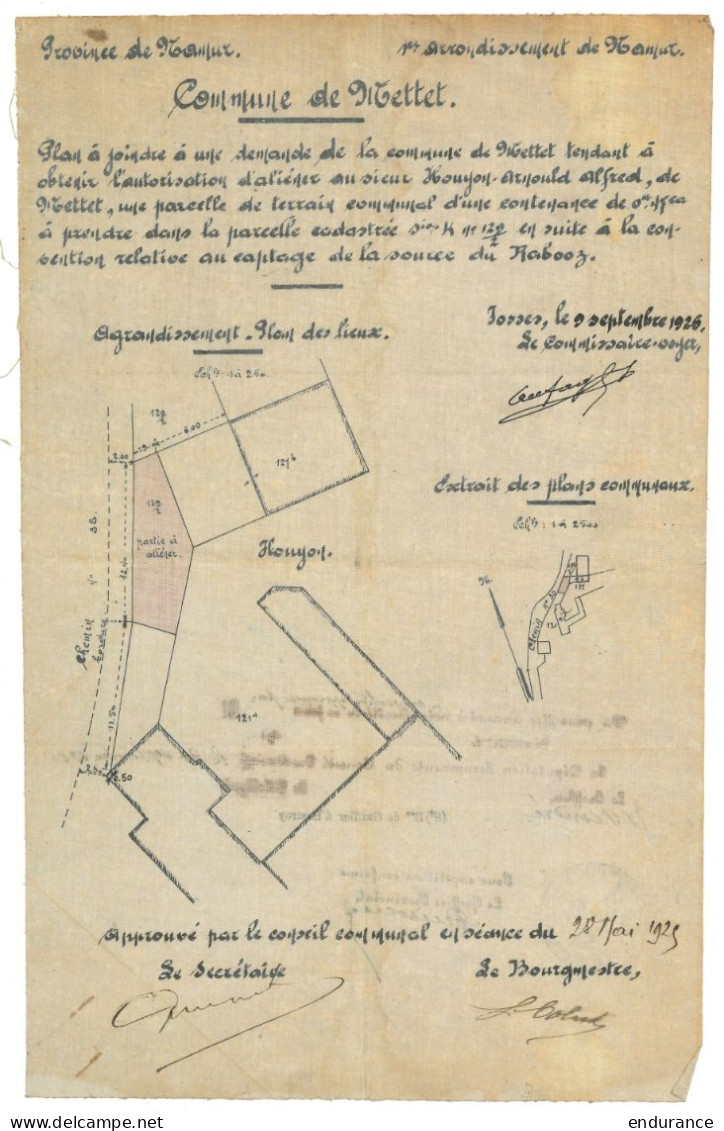 Plan Joint à Une Demande D'obtention D'une Parcelle De Terrain Sur La Commune De METTET - établi à FOSSES Le 9 Septembre - Architecture