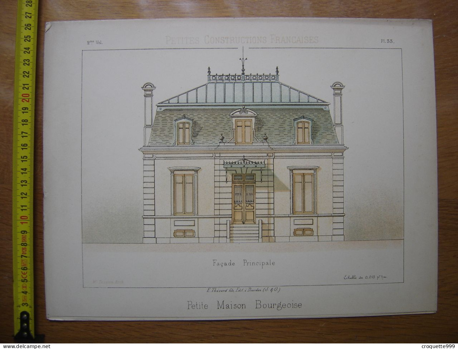 XXe Planche PETITES CONSTRUCTIONS FRANCAISES Petite Maison Bourgeoise Thezard - Architecture