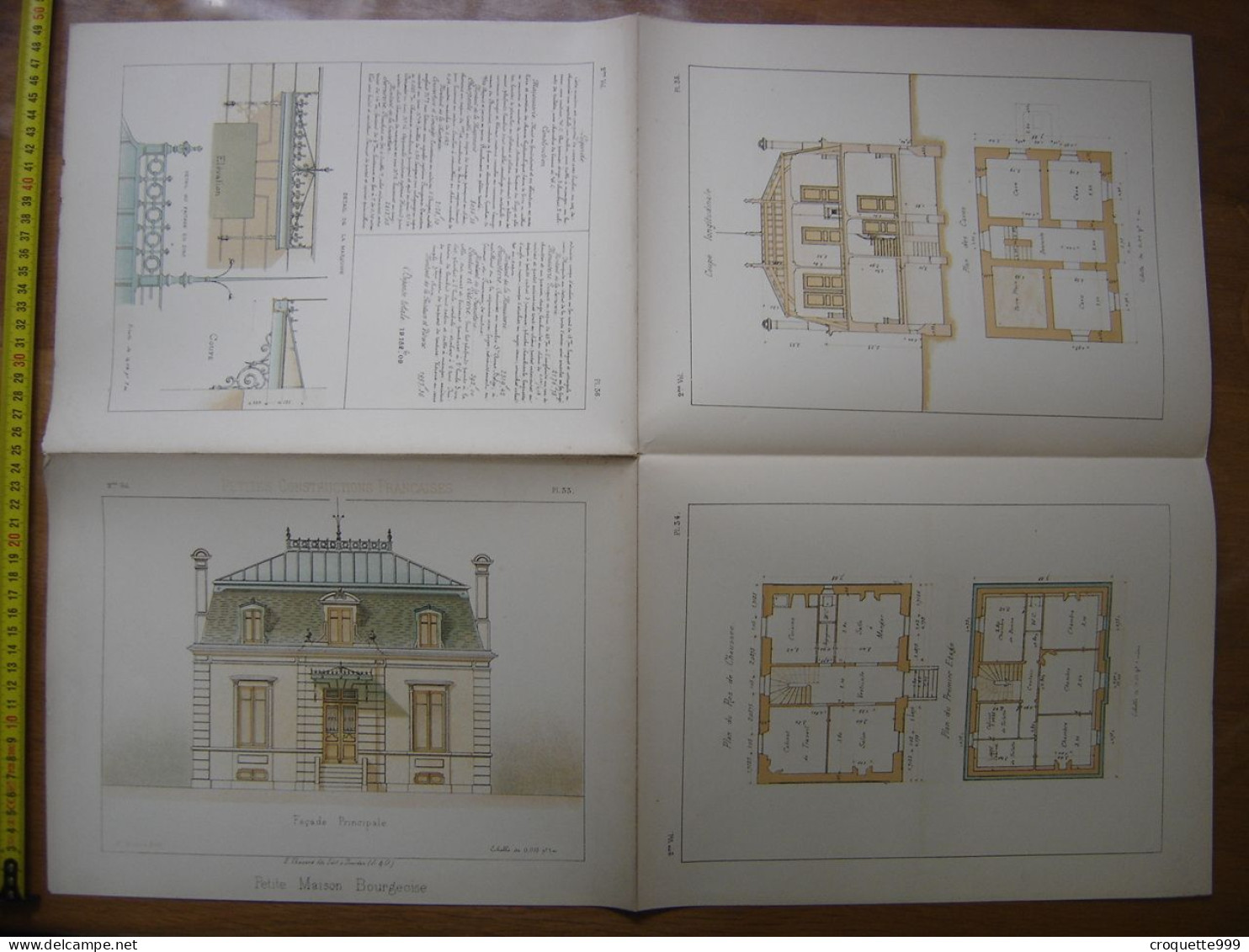 XXe Planche PETITES CONSTRUCTIONS FRANCAISES Petite Maison Bourgeoise Thezard - Architectuur