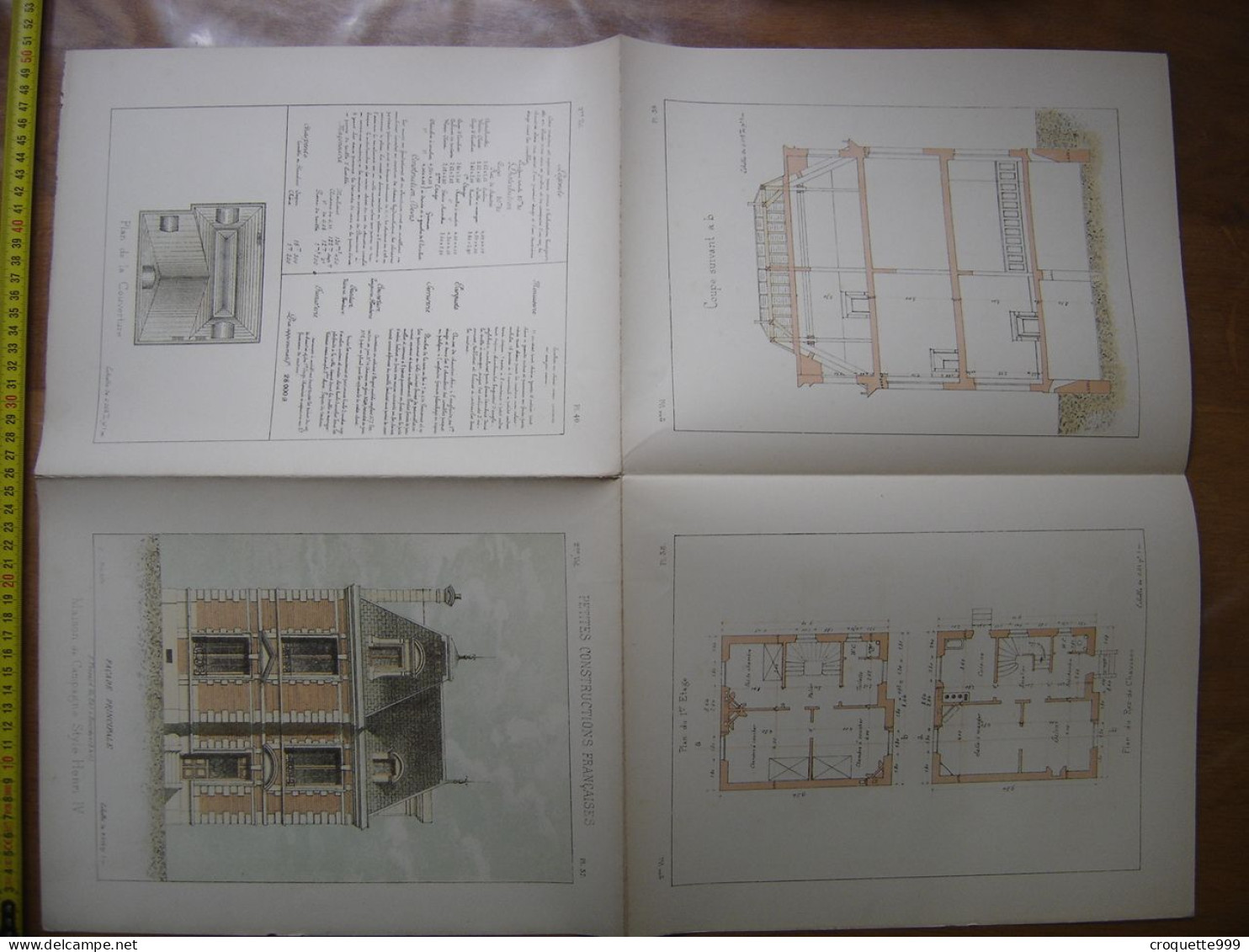 XXe Planche PETITES CONSTRUCTIONS FRANCAISES Maison Campagne Henri IV Thezard - Arquitectura