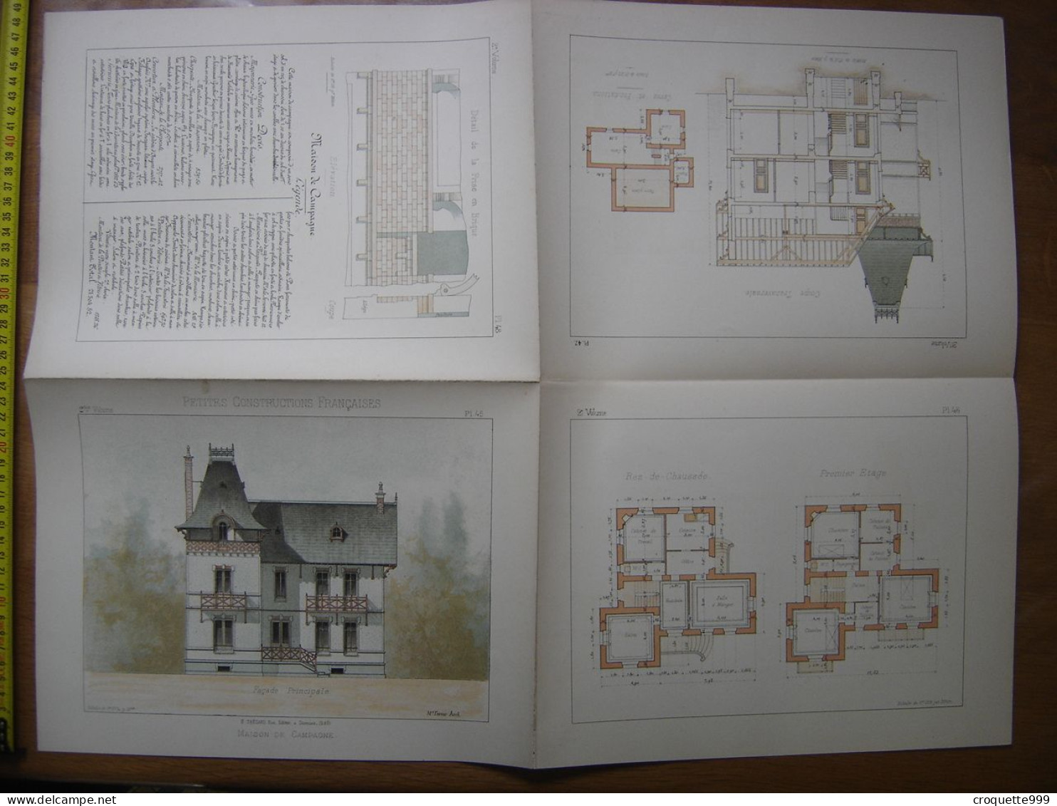 XXe Planche PETITES CONSTRUCTIONS FRANCAISES Maison Campagne Thezard - Arquitectura