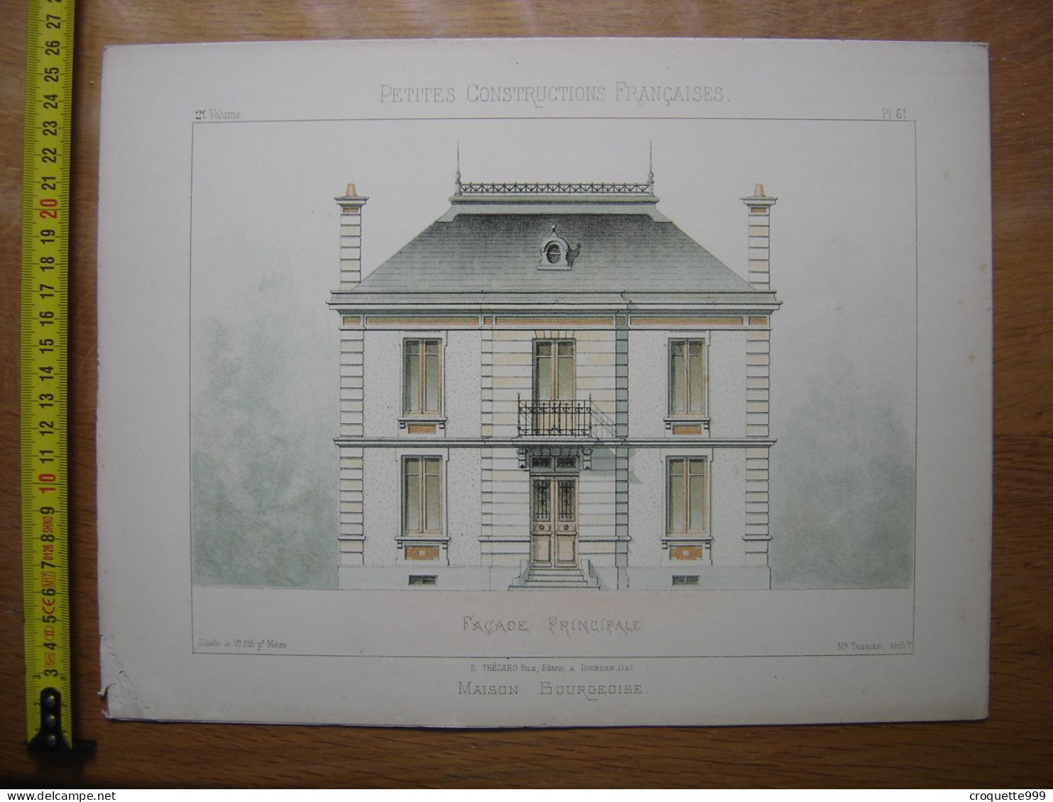 XXe Planche PETITES CONSTRUCTIONS FRANCAISES Maison Bourgeoise Thezard - Architettura