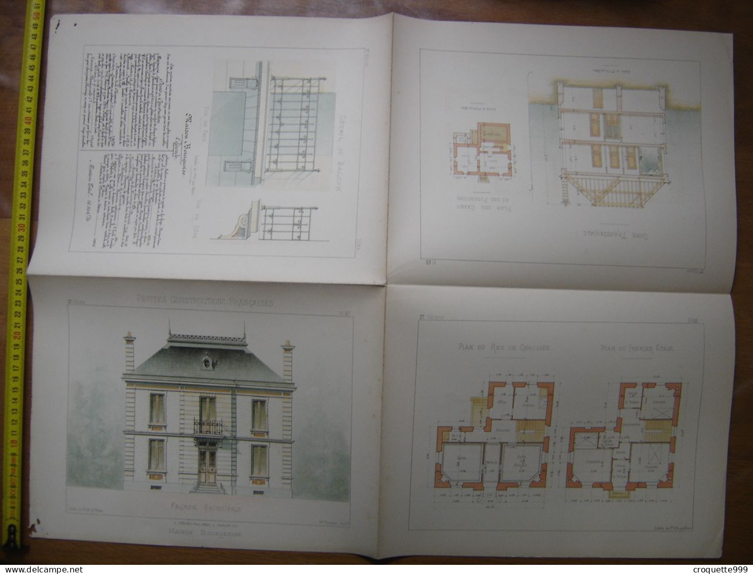 XXe Planche PETITES CONSTRUCTIONS FRANCAISES Maison Bourgeoise Thezard - Architecture