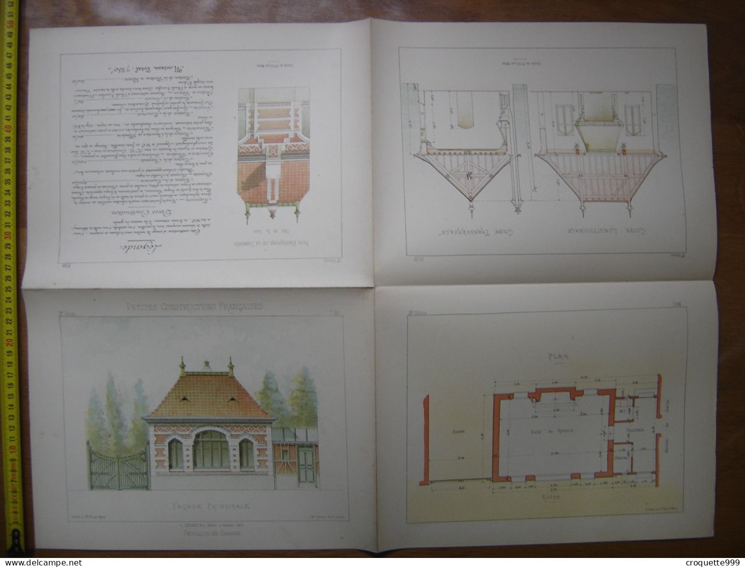 XXe Planche PETITES CONSTRUCTIONS FRANCAISES Pavillon De Chasse Thezard - Architectuur