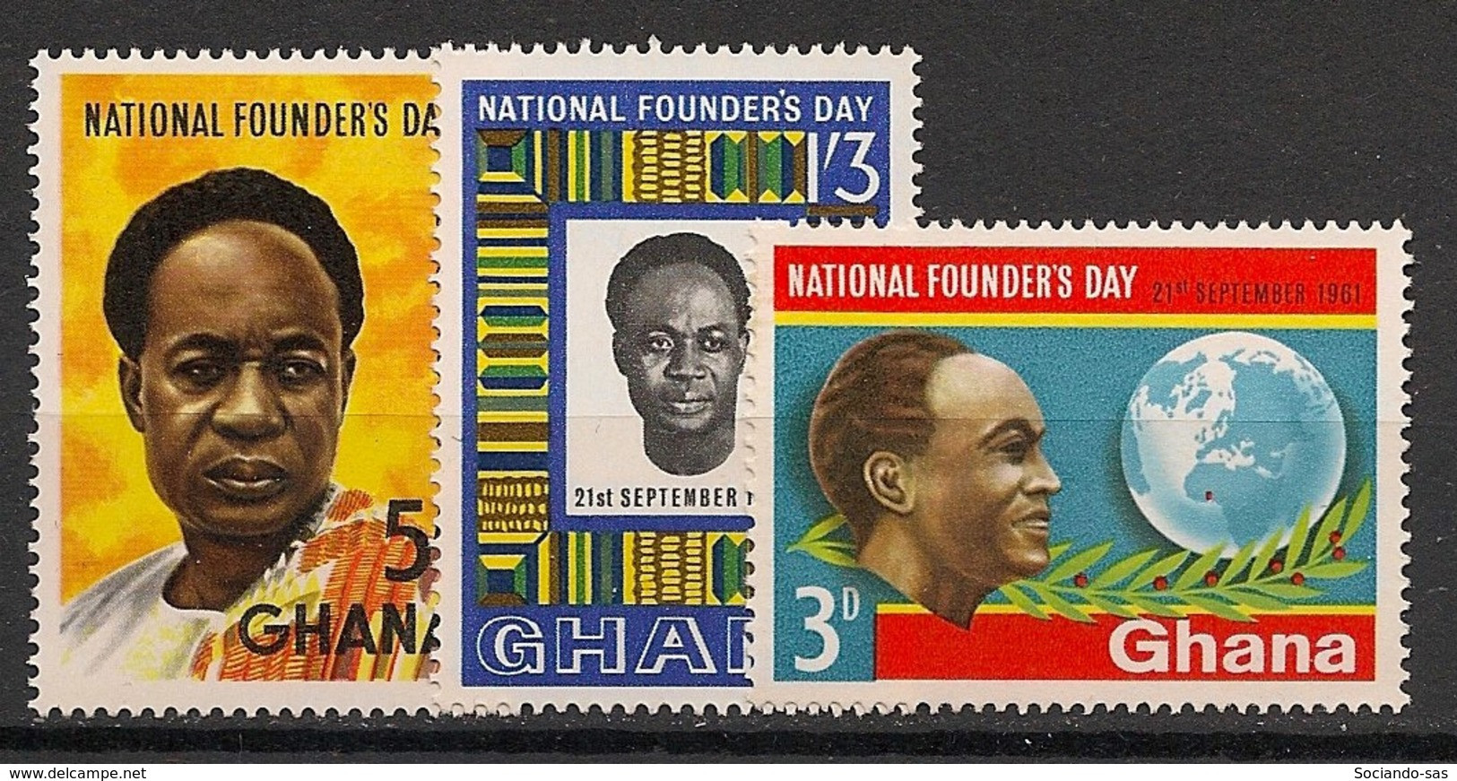 GHANA - 1961 - N°YT. 96 à 98 - Journée Du Fondateur - Neuf Luxe ** / MNH / Postfrisch - Ghana (1957-...)