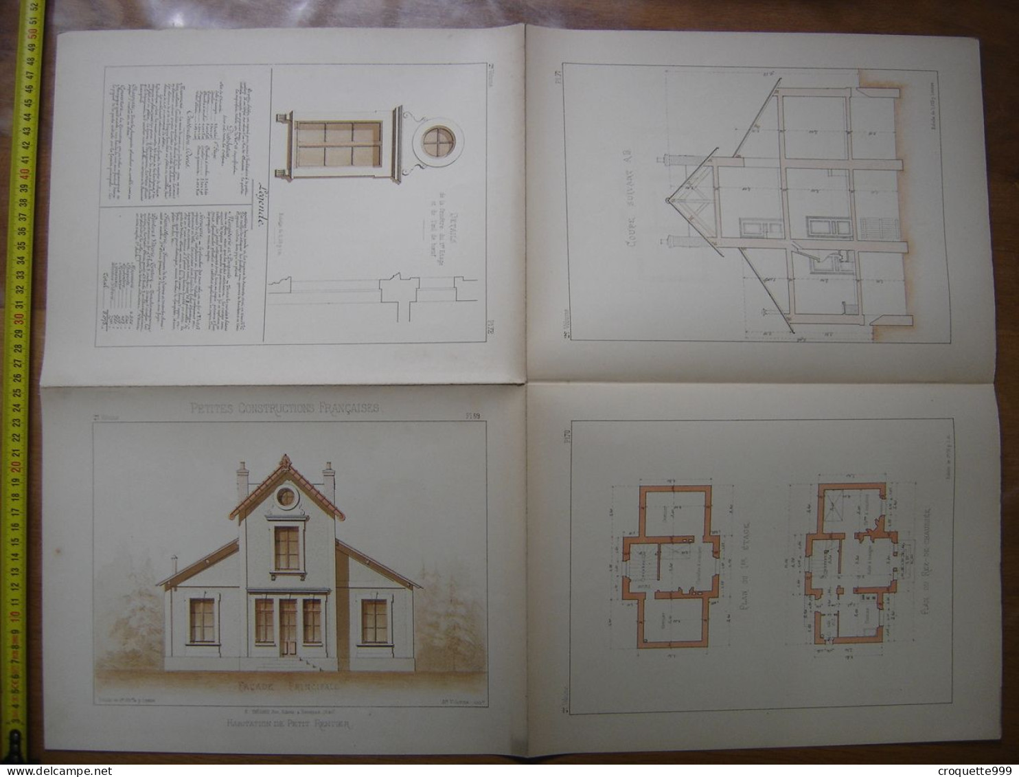 XXe Planche PETITES CONSTRUCTIONS FRANCAISES Habitation De Petit Rentier Thezard - Architettura