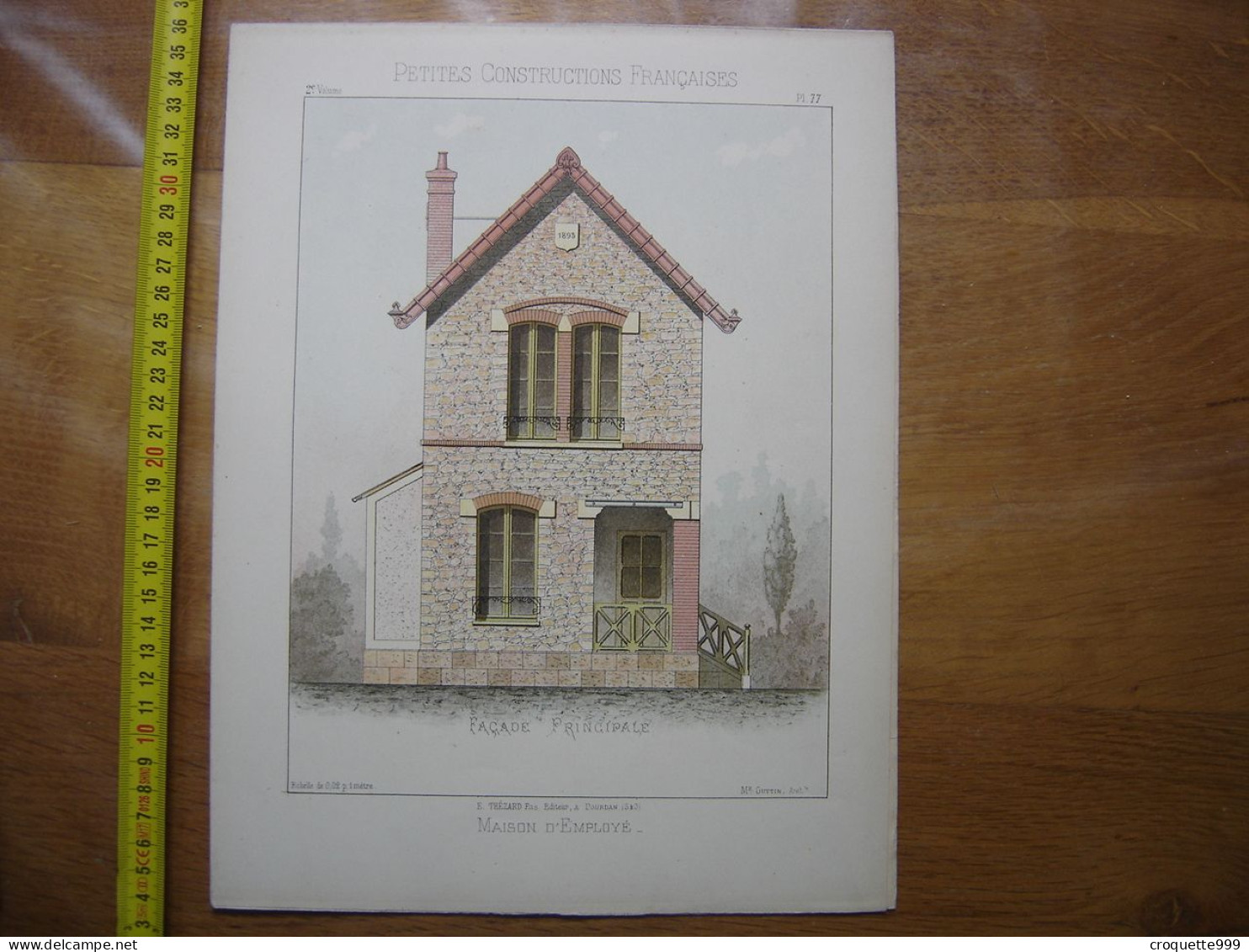 XXe Planche PETITES CONSTRUCTIONS FRANCAISES Maison D'employe Thezard - Architectuur