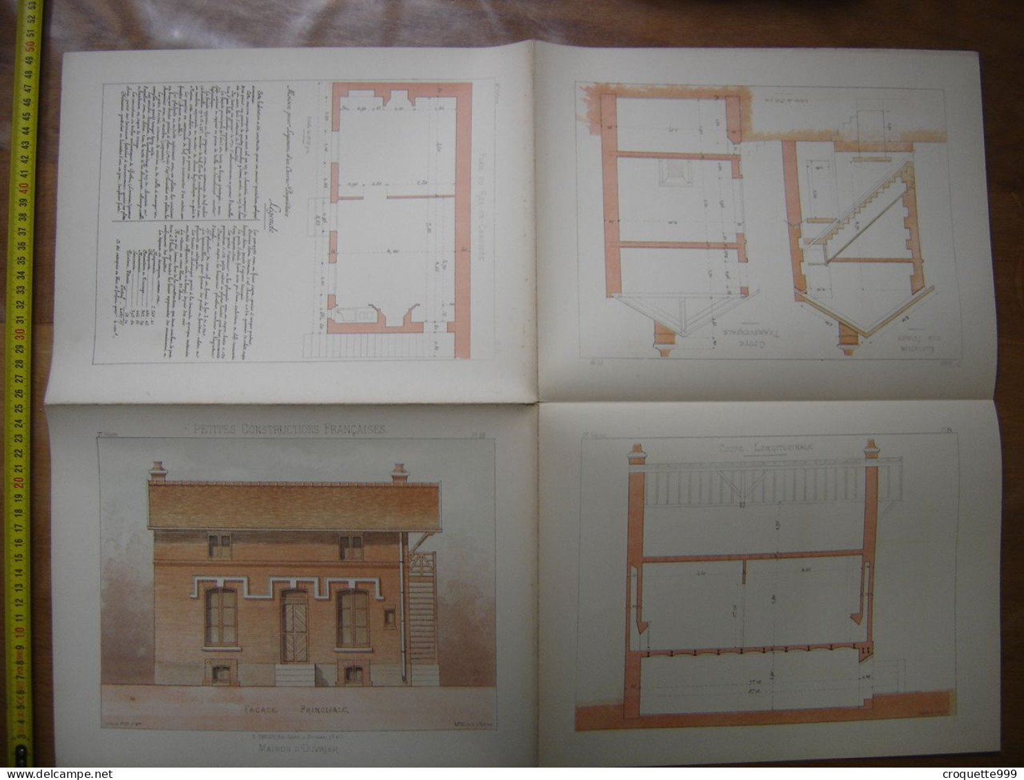 XXe Planche PETITES CONSTRUCTIONS FRANCAISES Maison D'ouvrier Thezard - Arquitectura