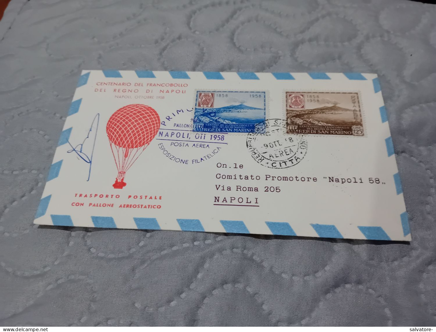 LETTERA TRASPORTO POSTALE CIN PALLONE AEROSTATICO- SAN MARINO 1958 - Mongolfiere