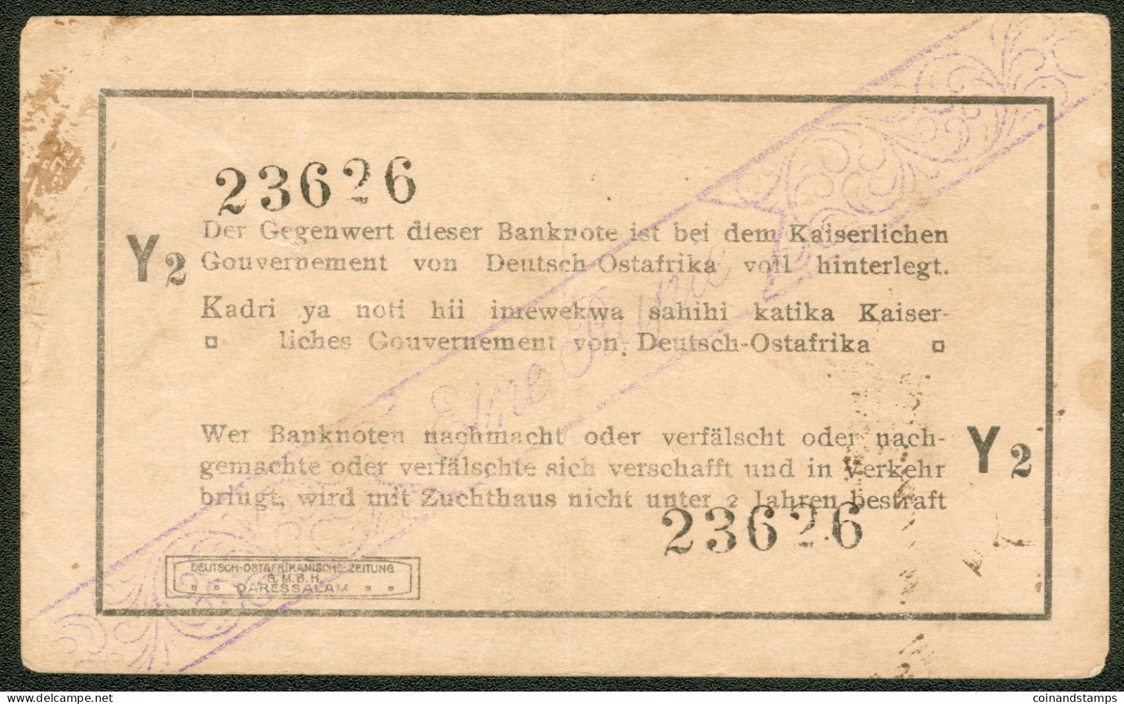 German East Africa 1 Rupie 1916 Rosenberg Nr.928s RARITÄT, III- - Deutsch-Ostafrikanische Bank