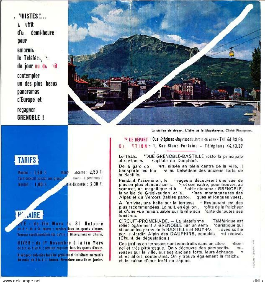 Dépliant GRENOBLE TELEPHERIQUE BASTILLE 2 Volets 10,5x22,3 Cm émis à L'occasion Des Xèmes J.O. D'Hiver De GRENOBLE 1968 - Andere & Zonder Classificatie