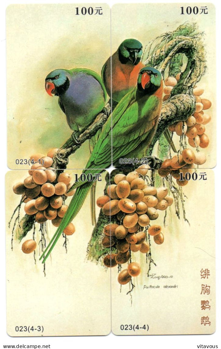 Oiseau Perroquet - Puzzle  4  Télécartes Chine China Phonecard  Telefonkarte (P 41) - Chine