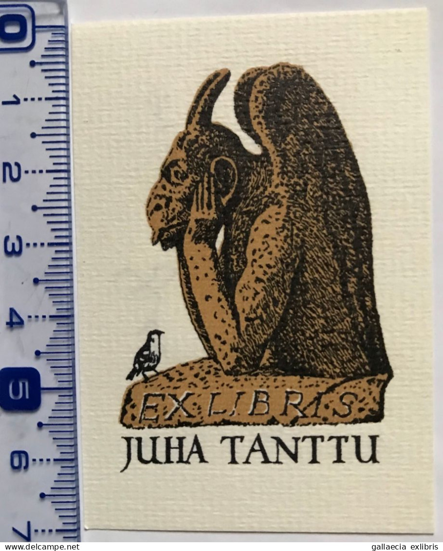 Exlibris Erkki Tanttu. Gargouille Oiseau.  Ex-libris Erkki Tanttu. Gargole Bird - Ex-libris