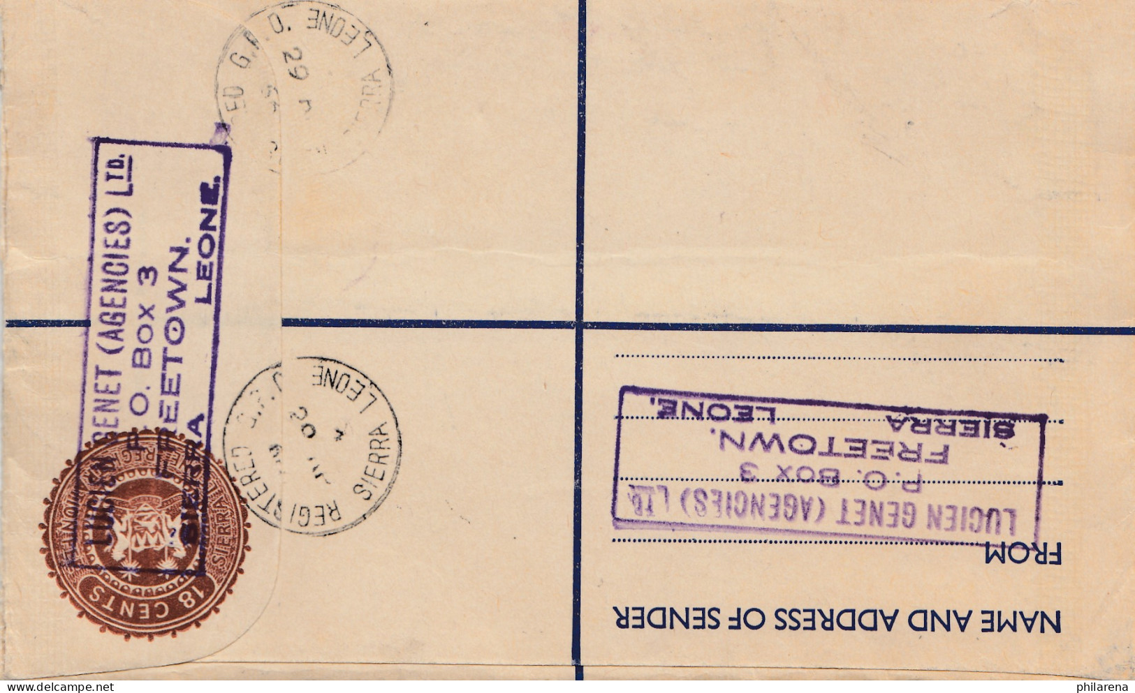 Sierra Leone: Freetown, Air Mail Registered To Nürnberg - Sierra Leone (1961-...)