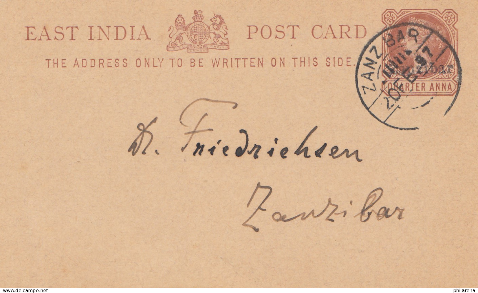 Zanzibar 1897 Post Card Local - Tanzania (1964-...)