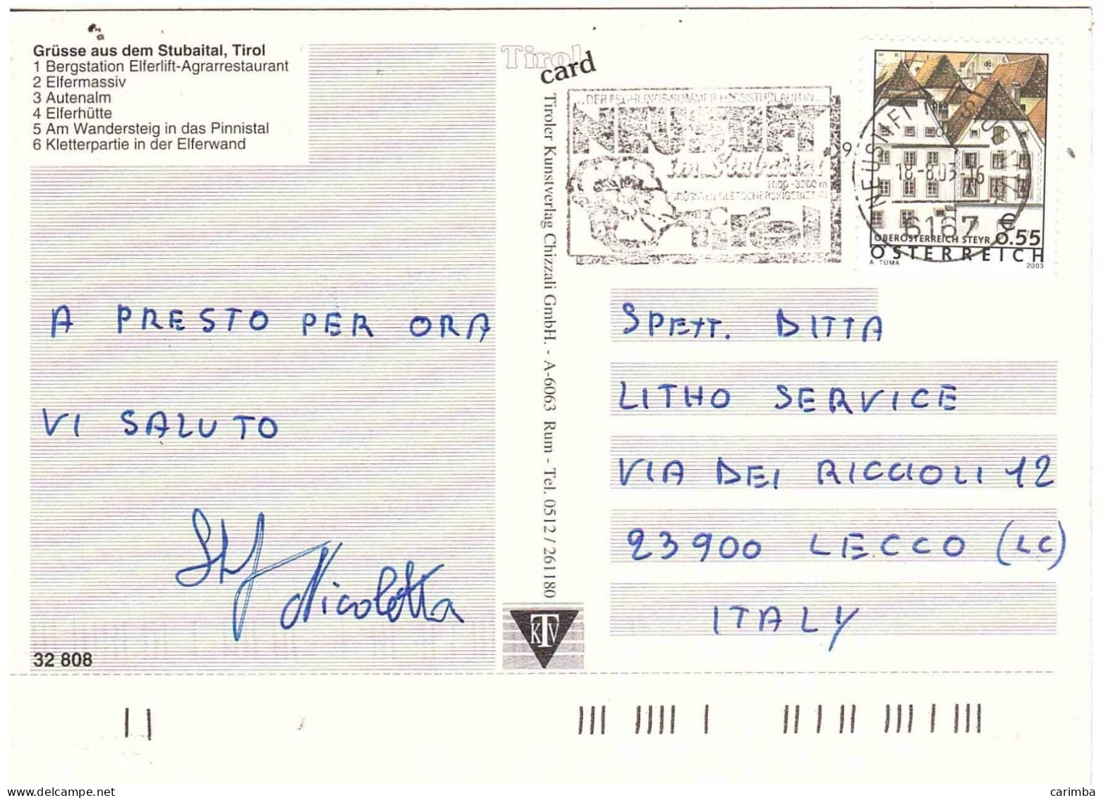 CARTOLINA PER ITALIA CON ANNULLO TARGHETTA - Storia Postale